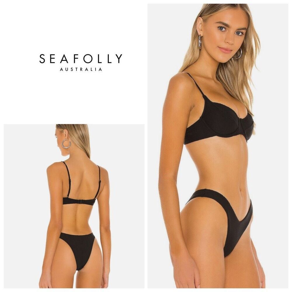 Mew. Seafolly Black Cheeky Bikini. 4-Top/10-Bottom. Retails $164